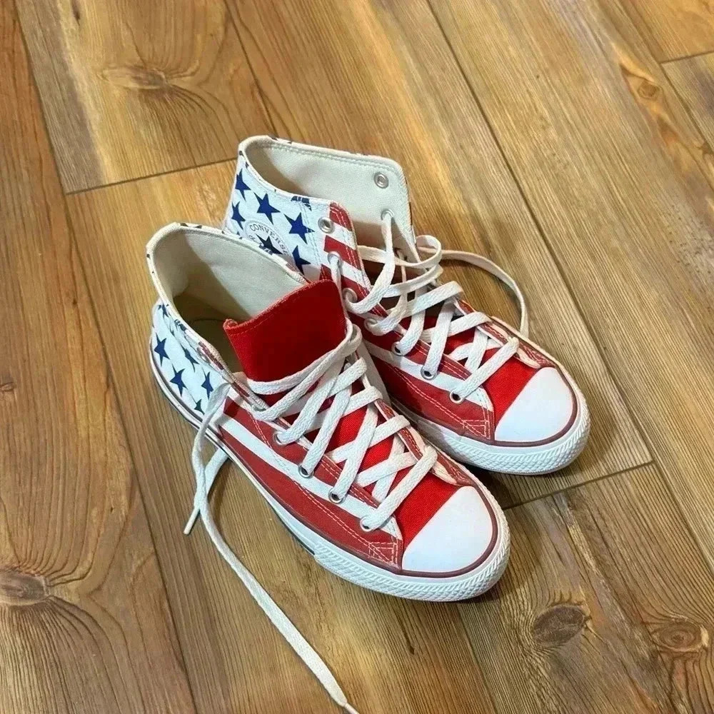 Converse Youth Kid’s Unisex American Flag High Top Sneakers - Size 4 like new - Picture 16 of 16